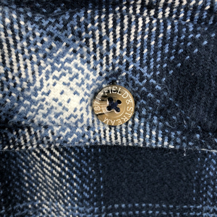 FIELD AND STREAM Long Sleeve Flannel Check Shirt, Men's Size L cotton navy blue type Vintage Second Hand