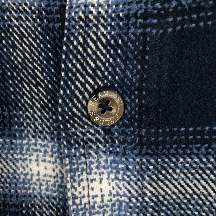 FIELD AND STREAM Long Sleeve Flannel Check Shirt, Men's Size L cotton navy blue type Vintage Second Hand