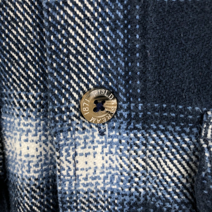 FIELD AND STREAM Long Sleeve Flannel Check Shirt, Men's Size L cotton navy blue type Vintage Second Hand
