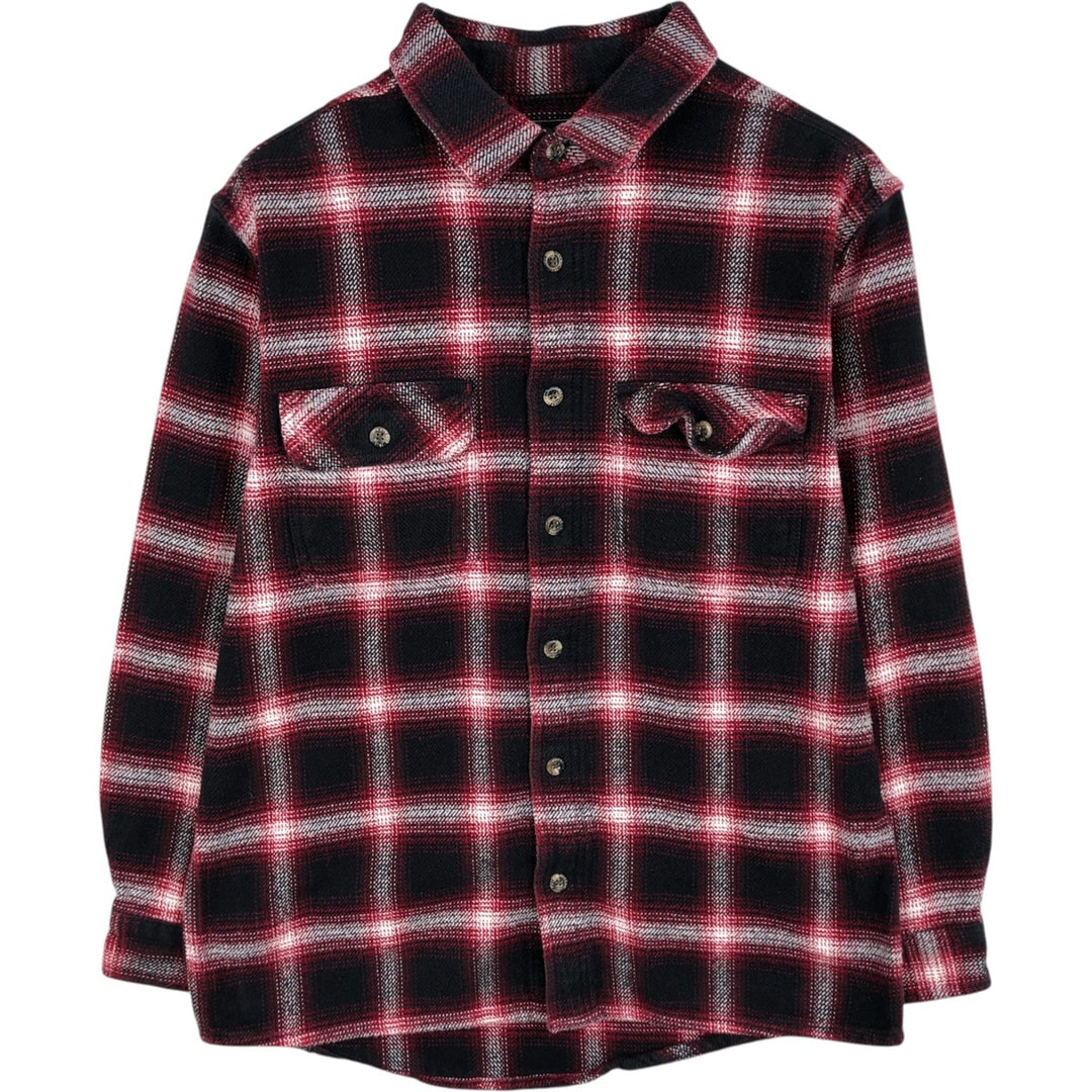 FIELD and STREAM Ombre Check Long-Sleeve Heavy Flannel Check Shirt (Men's Size M) cotton red type Vintage Second Hand