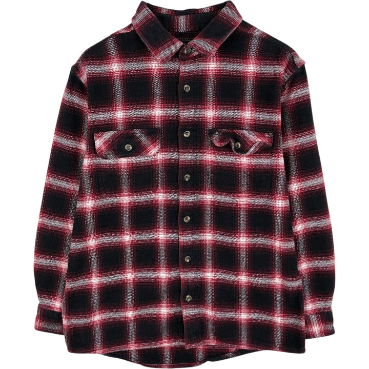 FIELD and STREAM Ombre Check Long-Sleeve Heavy Flannel Check Shirt (Men's Size M) cotton red type Vintage Second Hand