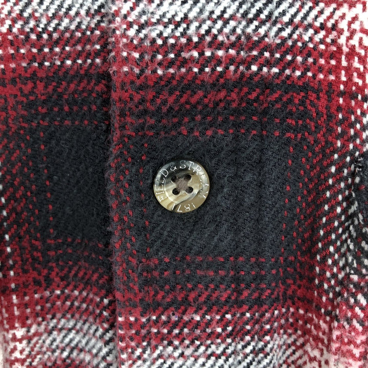 FIELD and STREAM Ombre Check Long-Sleeve Heavy Flannel Check Shirt (Men's Size M) cotton red type Vintage Second Hand