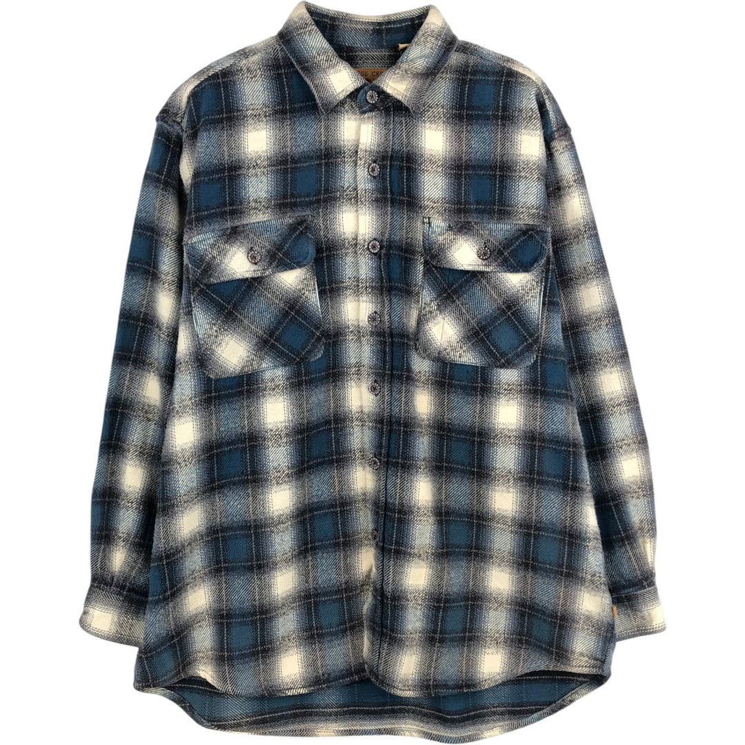 MOOSE CREEK Ombre Check Long-Sleeve Flannel Check Shirt, Men's Size L (approx.) cotton ivory Vintage Second Hand