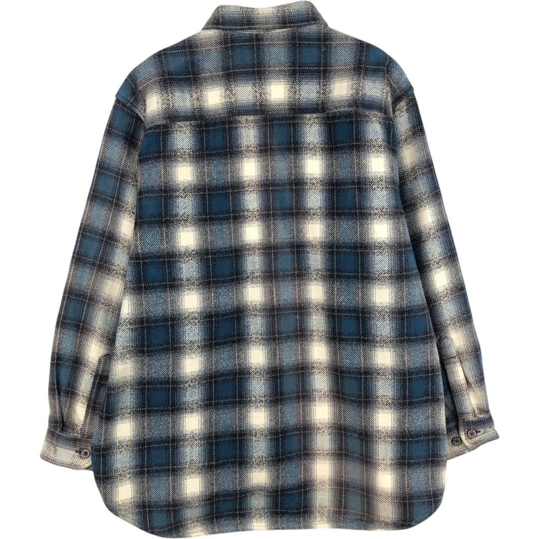 MOOSE CREEK Ombre Check Long-Sleeve Flannel Check Shirt, Men's Size L (approx.) cotton ivory Vintage Second Hand