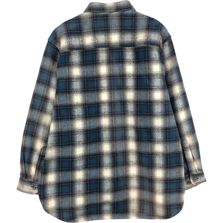 MOOSE CREEK Ombre Check Long-Sleeve Flannel Check Shirt, Men's Size L (approx.) cotton ivory Vintage Second Hand