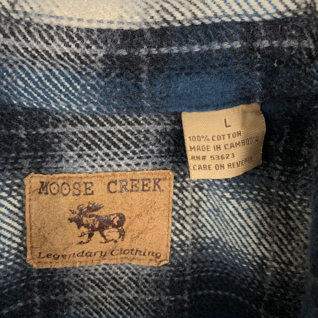 MOOSE CREEK Ombre Check Long-Sleeve Flannel Check Shirt, Men's Size L (approx.) cotton ivory Vintage Second Hand