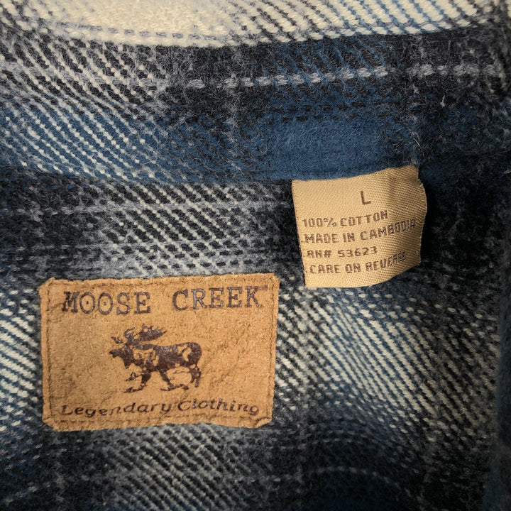 MOOSE CREEK Ombre Check Long-Sleeve Flannel Check Shirt, Men's Size L (approx.) cotton ivory Vintage Second Hand
