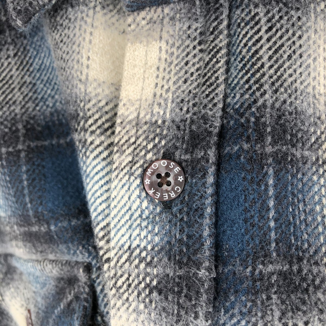 MOOSE CREEK Ombre Check Long-Sleeve Flannel Check Shirt, Men's Size L (approx.) cotton ivory Vintage Second Hand