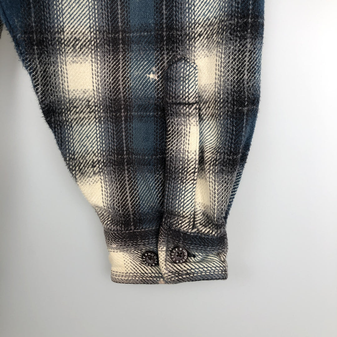MOOSE CREEK Ombre Check Long-Sleeve Flannel Check Shirt, Men's Size L (approx.) cotton ivory Vintage Second Hand