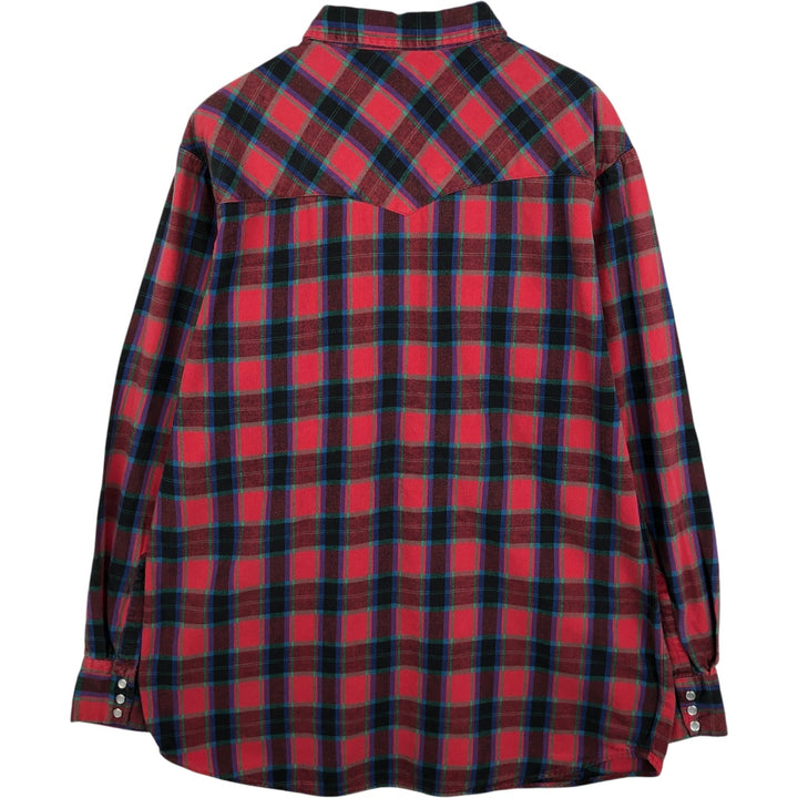 90'S Big Mac Long-Sleeve Western Flannel Check Shirt, Men's XXL (approx.), Vintage cotton red type Vintage Second Hand