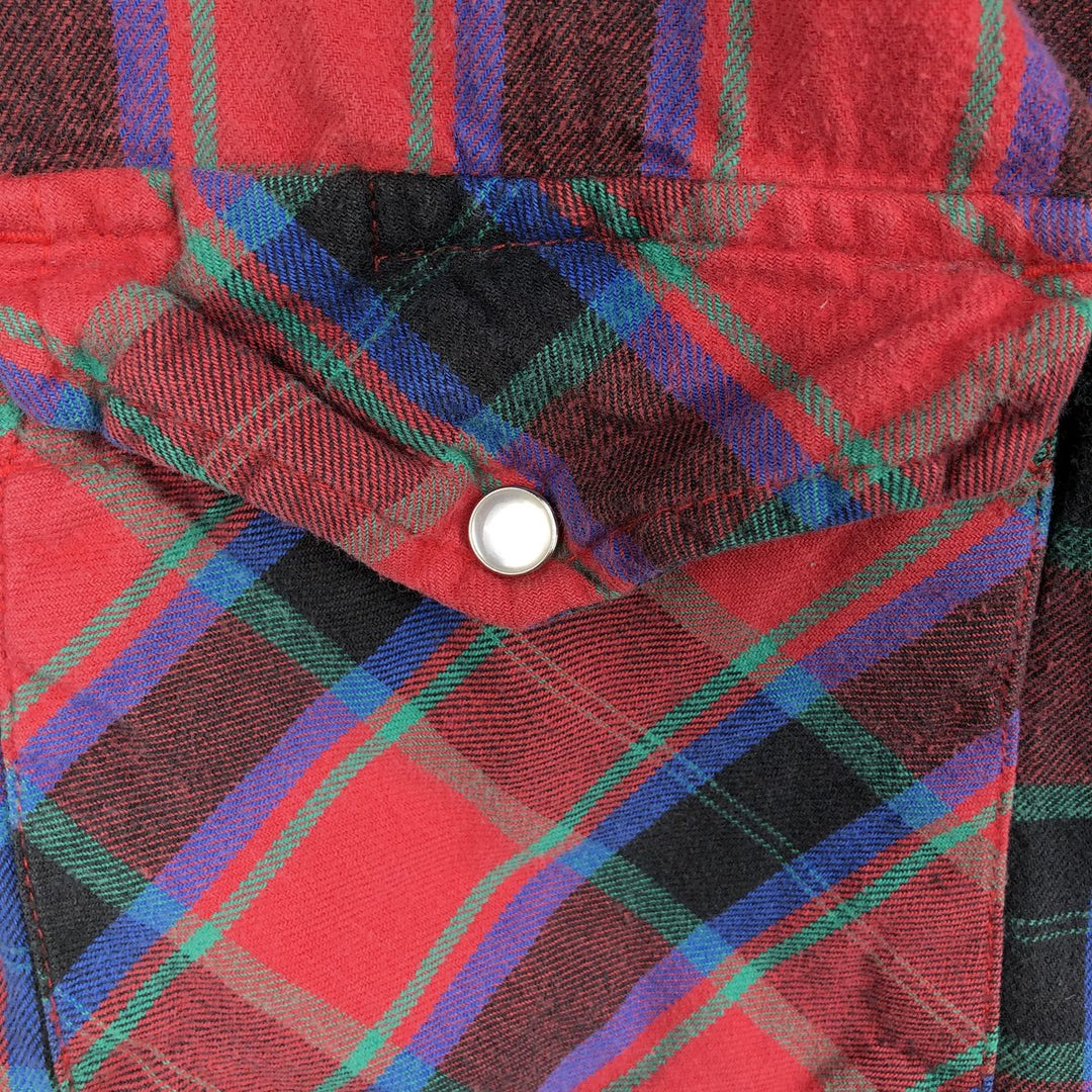 90'S Big Mac Long-Sleeve Western Flannel Check Shirt, Men's XXL (approx.), Vintage cotton red type Vintage Second Hand