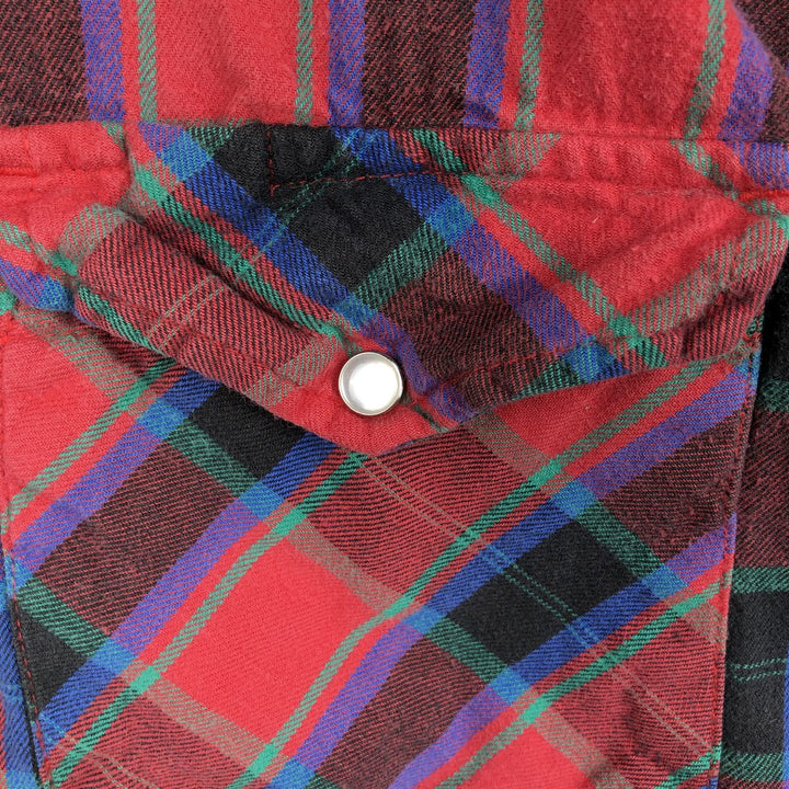 90'S Big Mac Long-Sleeve Western Flannel Check Shirt, Men's XXL (approx.), Vintage cotton red type Vintage Second Hand