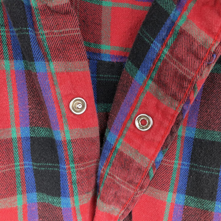 90'S Big Mac Long-Sleeve Western Flannel Check Shirt, Men's XXL (approx.), Vintage cotton red type Vintage Second Hand