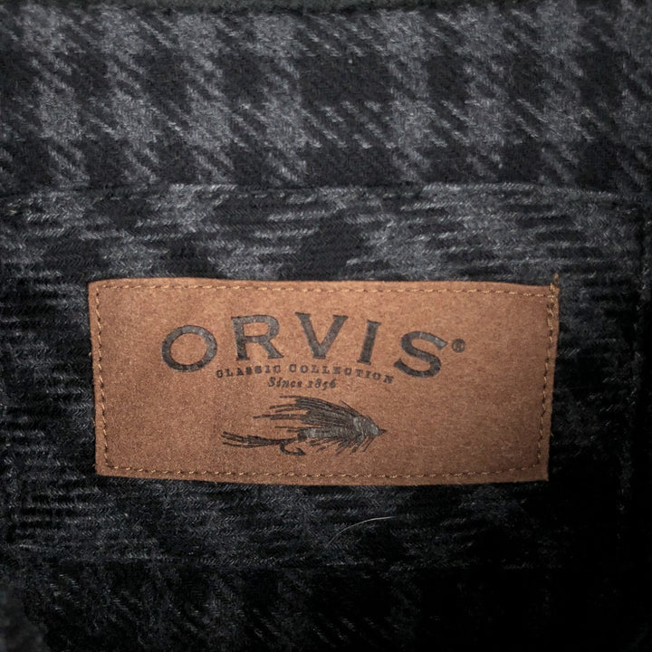 ORVIS Long Sleeve Flannel Check Shirt, Men's XL Size cotton gray type Vintage Second Hand