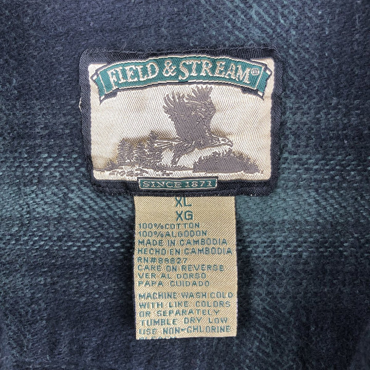 Field and Stream FIELD AND STREAM Ombre Check Long Sleeve Flannel Check Shirt, Men's XL cotton black type Vintage Second Hand