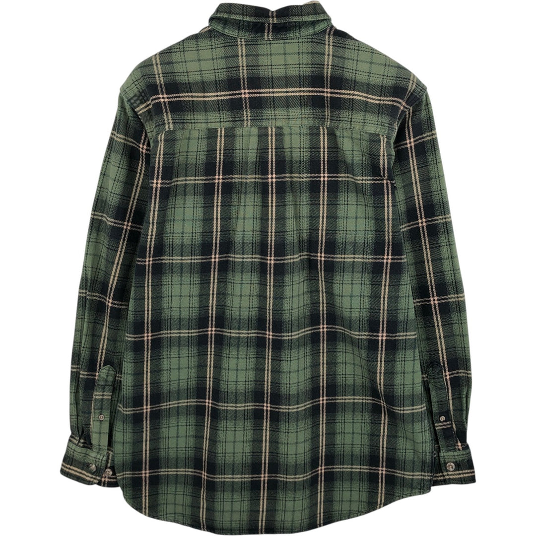 FIELD and STREAM Long Sleeve Heavy Flannel Check Shirt, Men's Size L cotton Green type dark green Vintage Second Hand