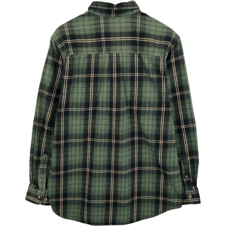 FIELD and STREAM Long Sleeve Heavy Flannel Check Shirt, Men's Size L cotton Green type dark green Vintage Second Hand