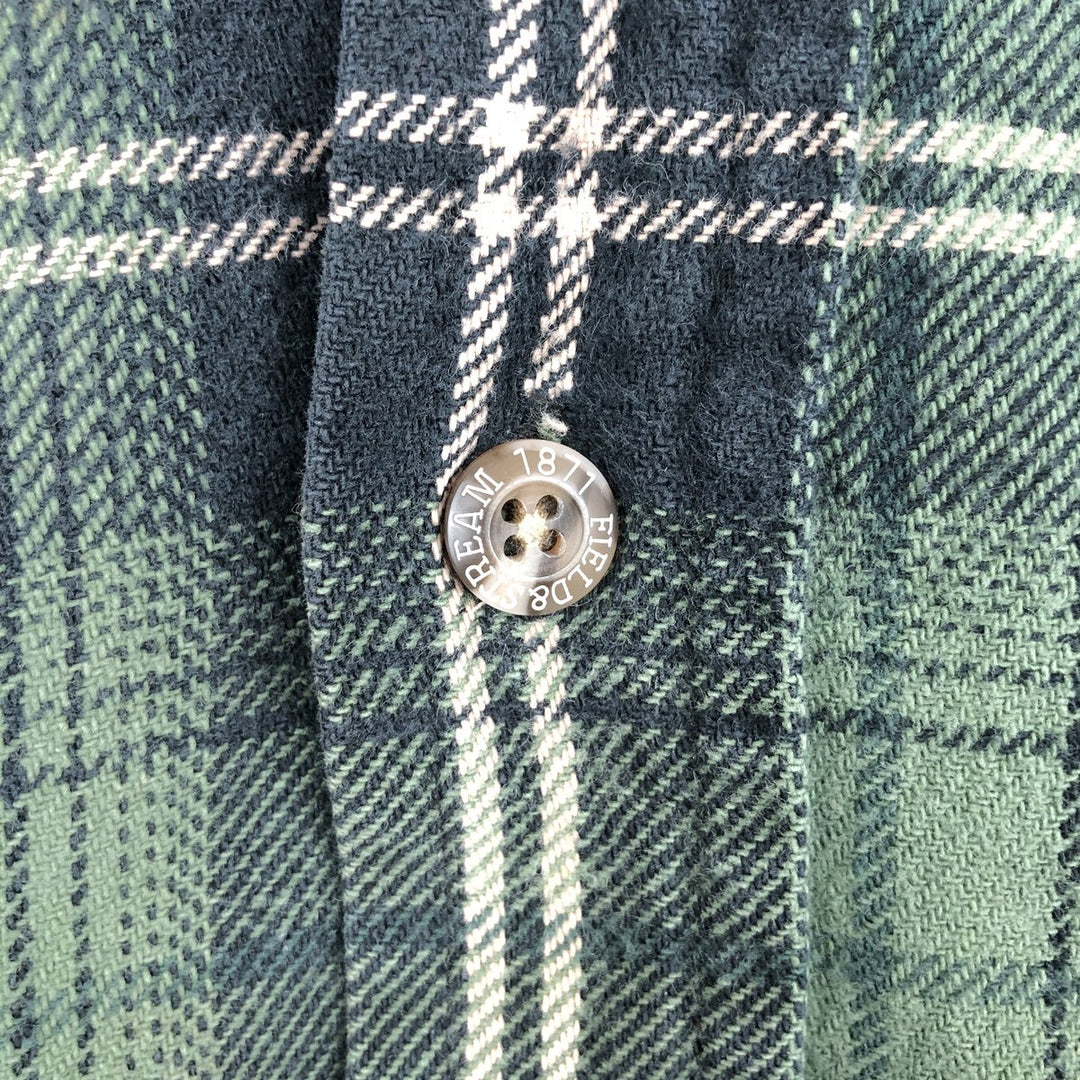 FIELD and STREAM Long Sleeve Heavy Flannel Check Shirt, Men's Size L cotton Green type dark green Vintage Second Hand