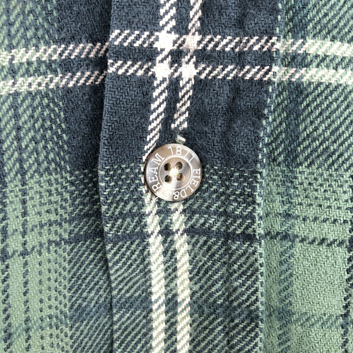 FIELD and STREAM Long Sleeve Heavy Flannel Check Shirt, Men's Size L cotton Green type dark green Vintage Second Hand