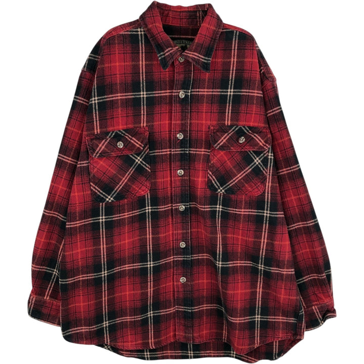 FIELD&STREAM Ombre Check Long-Sleeve Flannel Check Shirt, Men's Size L (approx.) cotton red type Vintage Second Hand