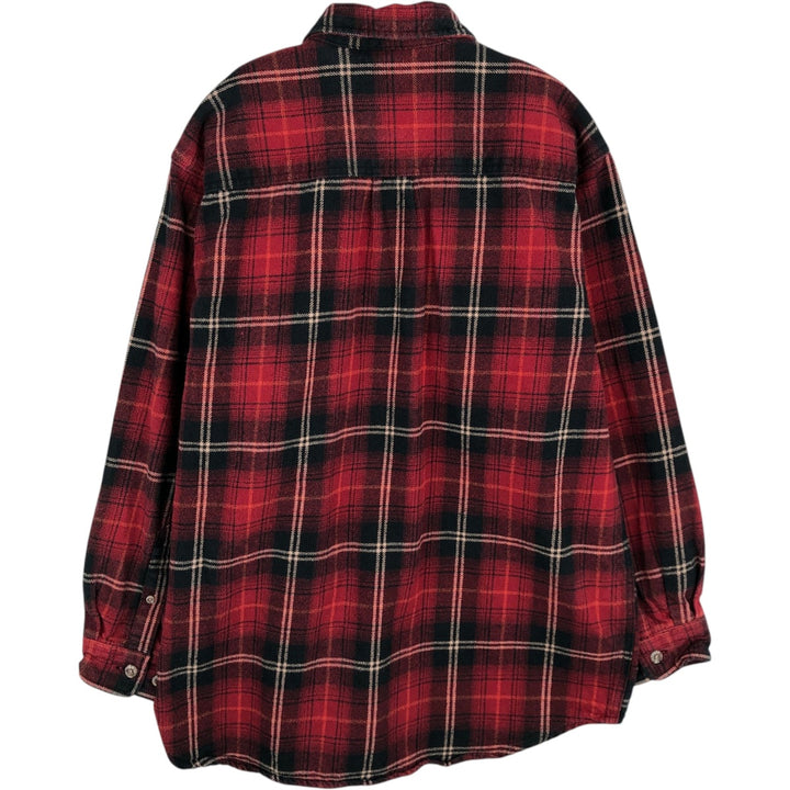 FIELD&STREAM Ombre Check Long-Sleeve Flannel Check Shirt, Men's Size L (approx.) cotton red type Vintage Second Hand