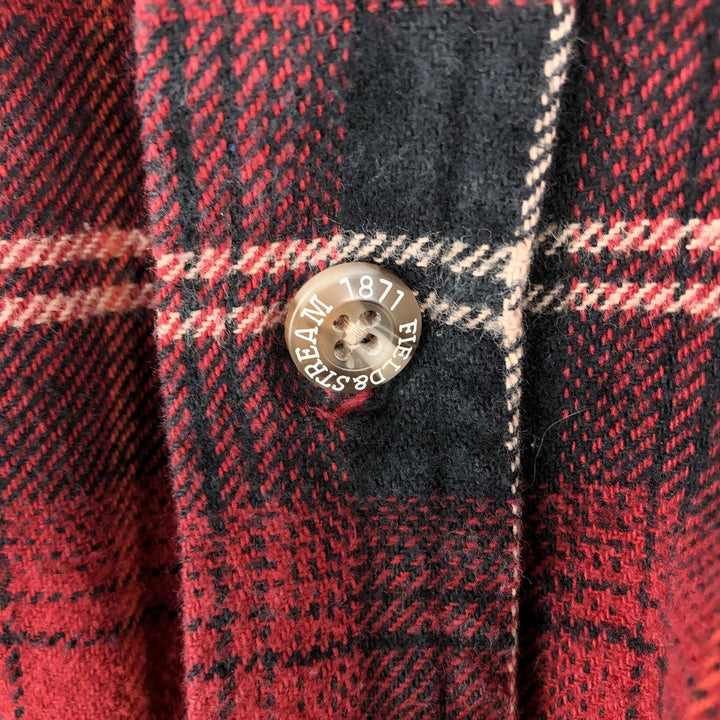 FIELD&STREAM Ombre Check Long-Sleeve Flannel Check Shirt, Men's Size L (approx.) cotton red type Vintage Second Hand
