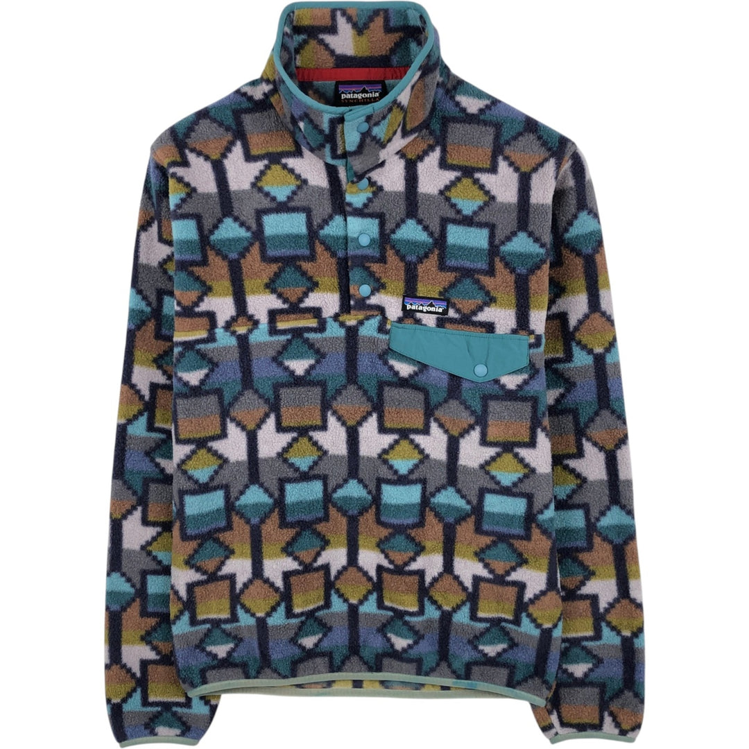 Patagonia Lightweight Synchilla Snap-T 25580FA19 All-over print Half-snap fleece pullover Men's XS equivalent recycled polyester gray type Vintage Second Hand