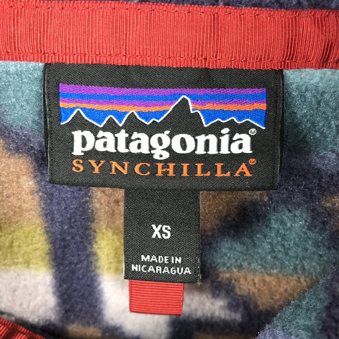 Patagonia Lightweight Synchilla Snap-T 25580FA19 All-over print Half-snap fleece pullover Men's XS equivalent recycled polyester gray type Vintage Second Hand