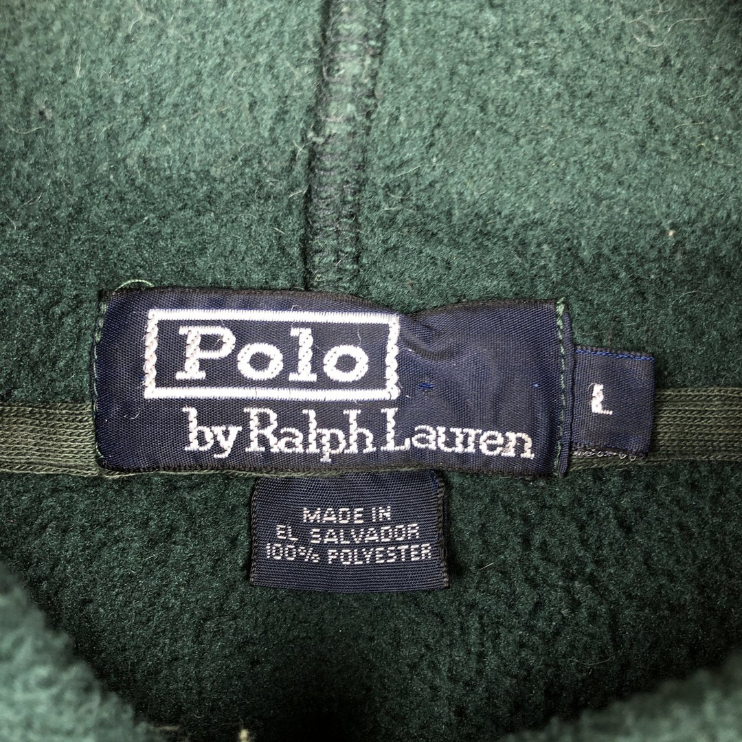 Ralph Lauren POLO by Ralph Lauren Fleece Full-Zip Hoodie, Men's Size L (approx.) polyester Green type dark green Vintage Second Hand