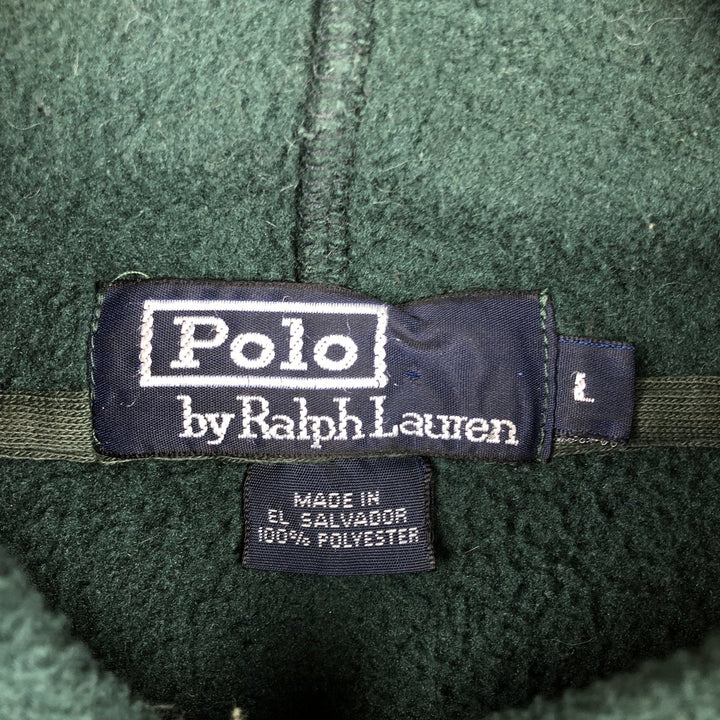 Ralph Lauren POLO by Ralph Lauren Fleece Full-Zip Hoodie, Men's Size L (approx.) polyester Green type dark green Vintage Second Hand