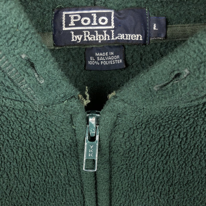 Ralph Lauren POLO by Ralph Lauren Fleece Full-Zip Hoodie, Men's Size L (approx.) polyester Green type dark green Vintage Second Hand