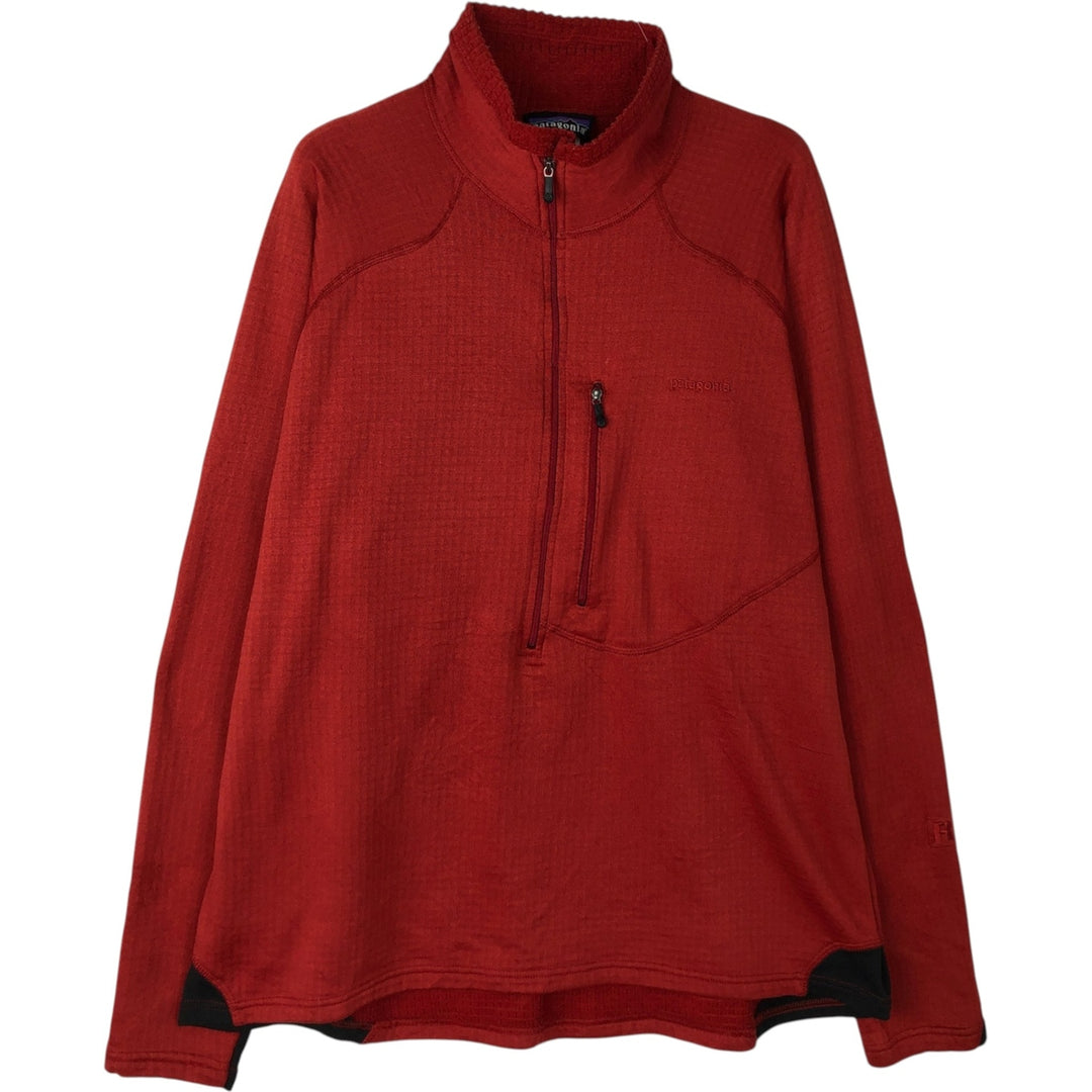 2000s- Patagonia R1 Flash Pullover 40102SP Half-Zip Fleece Pullover, Made in USA, Men's XL equivalent. polyester red type reddish brown Vintage Second Hand
