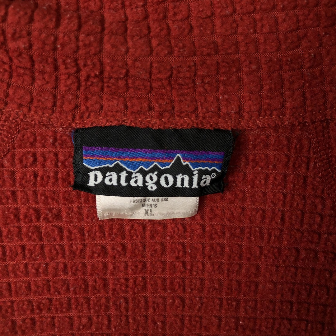 2000s- Patagonia R1 Flash Pullover 40102SP Half-Zip Fleece Pullover, Made in USA, Men's XL equivalent. polyester red type reddish brown Vintage Second Hand