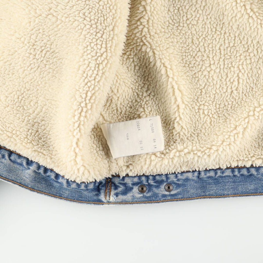 90'S Levi's 71500-0414 Denim Boa Jacket, Men's Size L, Vintage cotton blue type Vintage Second Hand