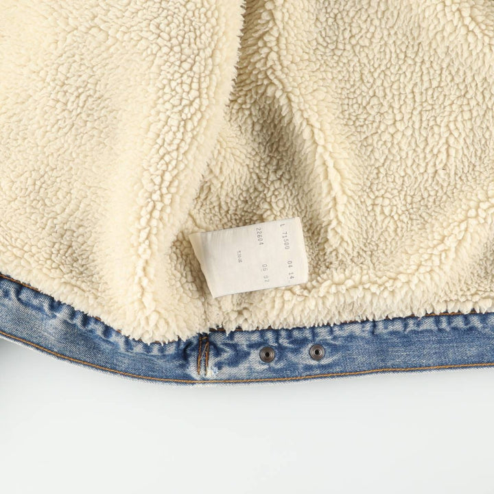 90'S Levi's 71500-0414 Denim Boa Jacket, Men's Size L, Vintage cotton blue type Vintage Second Hand