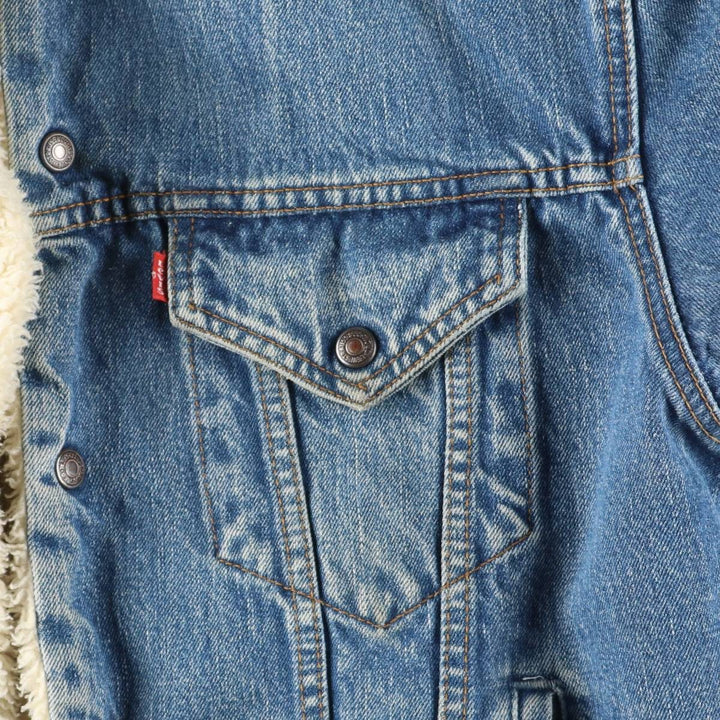 90'S Levi's 71500-0414 Denim Boa Jacket, Men's Size L, Vintage cotton blue type Vintage Second Hand