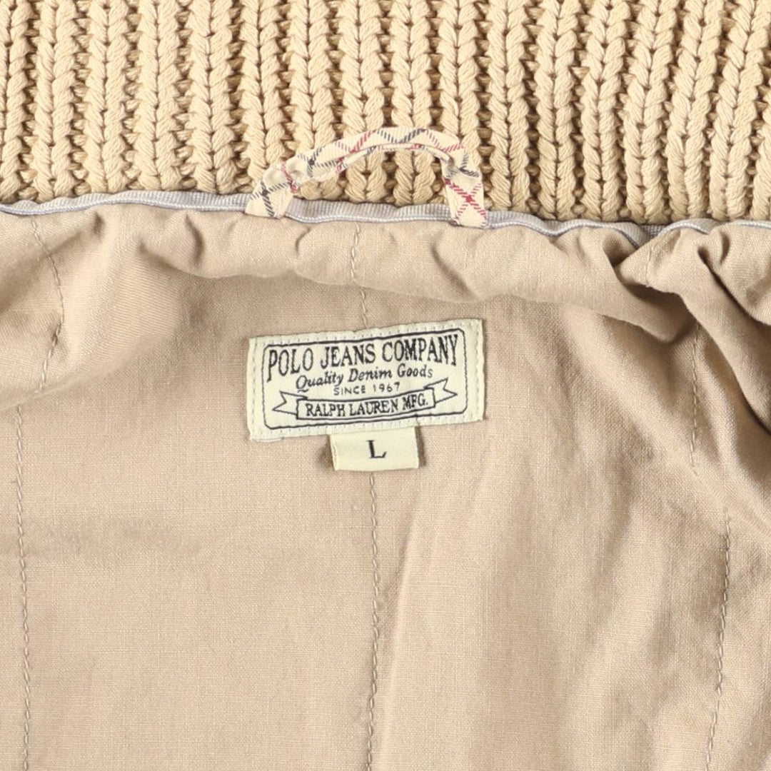 2000'S Ralph Lauren POLO JEANS COMPANY Padded Jacket, Puffer Jacket, Single Rider's Jacket cotton Beige type Vintage Second Hand