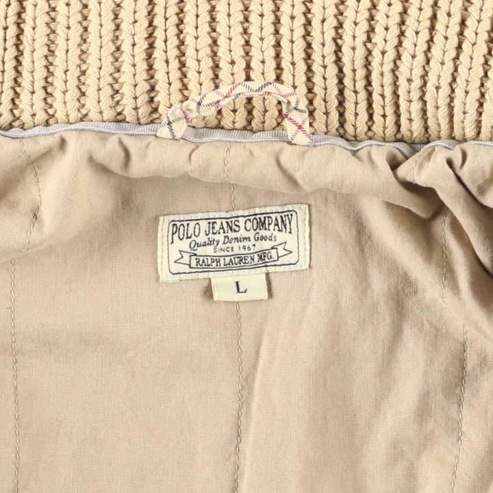 2000'S Ralph Lauren POLO JEANS COMPANY Padded Jacket, Puffer Jacket, Single Rider's Jacket cotton Beige type Vintage Second Hand