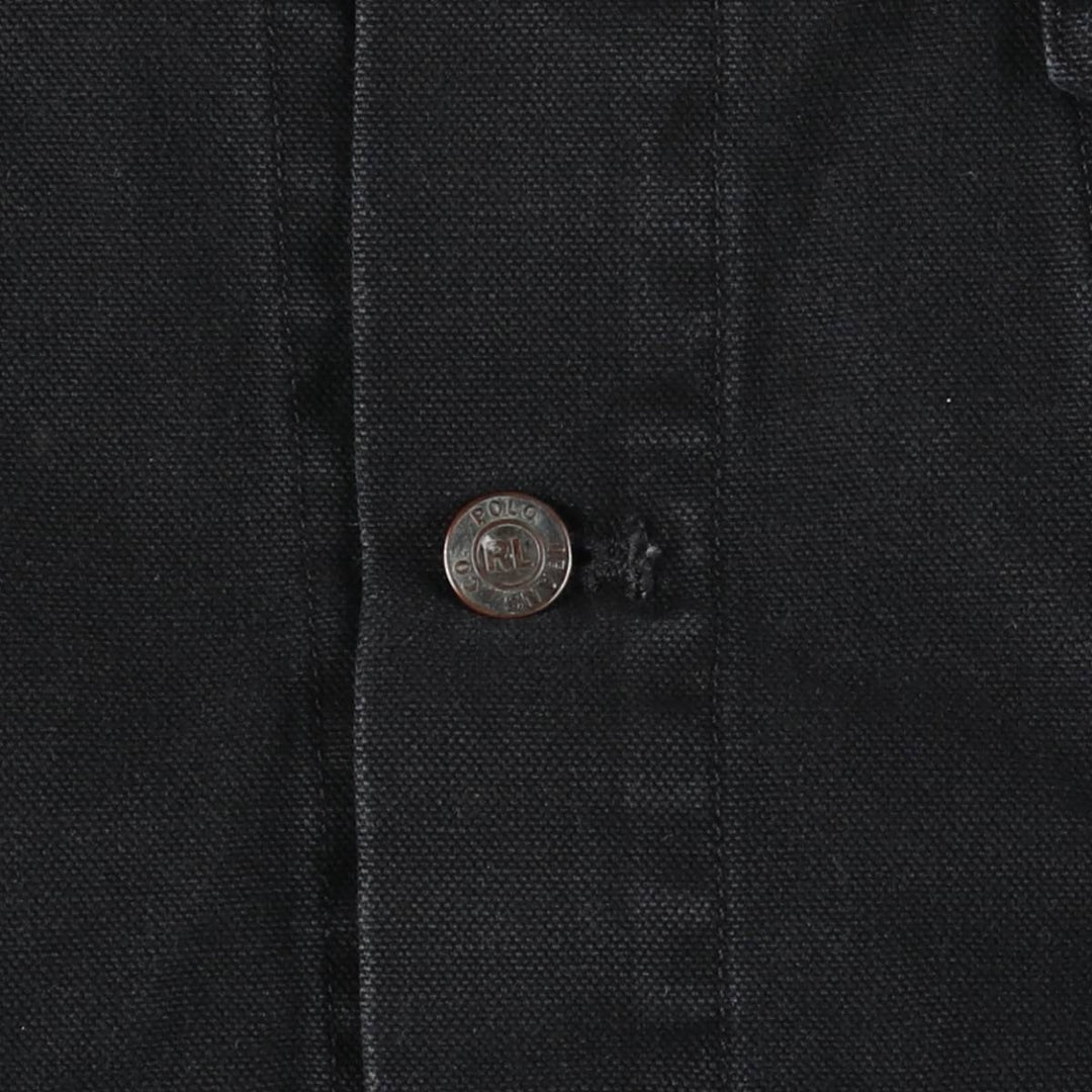 Ralph Lauren POLO JEANS COMPANY plain cotton jacket with logo patch, men's size XXL equivalent, lightweight, long sleeves. cotton black type Vintage Second Hand