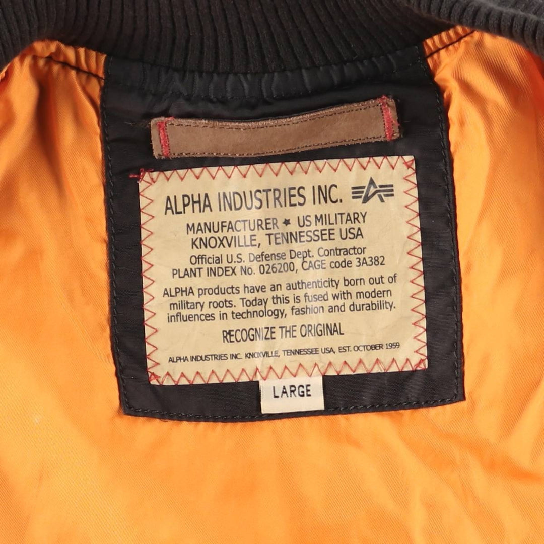 Civilian Alpha MA-1 Military Flight Jacket, Men's Size L Nylon black type Vintage Second Hand