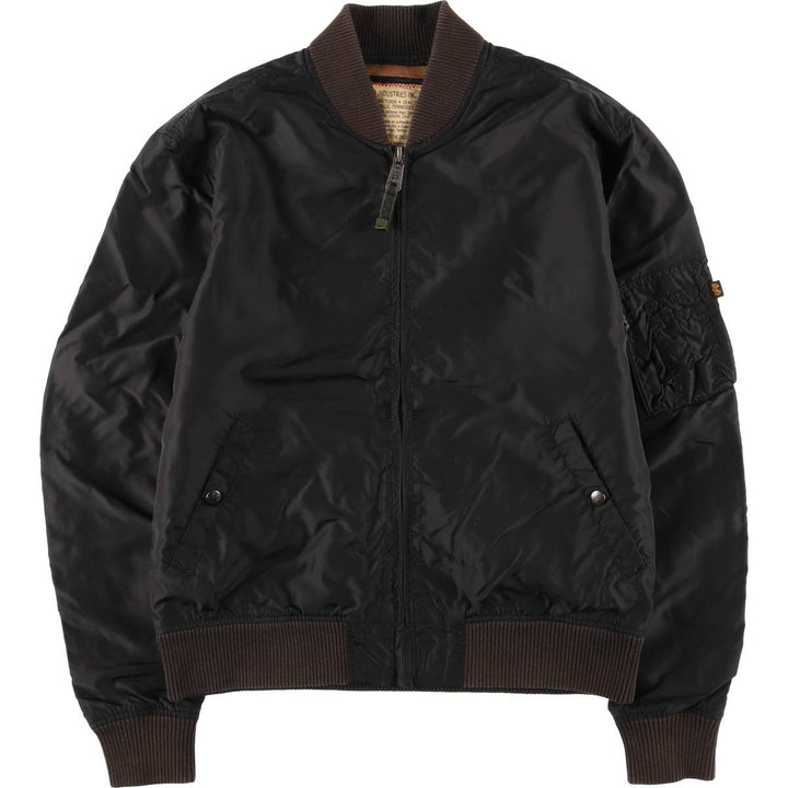 Civilian Alpha ALPHA MA-1 type military flight jacket, men's XL equivalent Nylon black type Vintage Second Hand