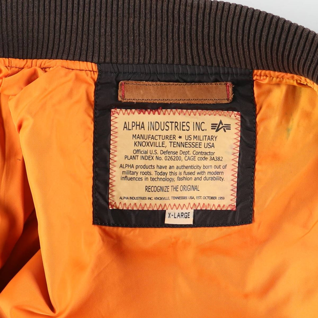 Civilian Alpha ALPHA MA-1 type military flight jacket, men's XL equivalent Nylon black type Vintage Second Hand