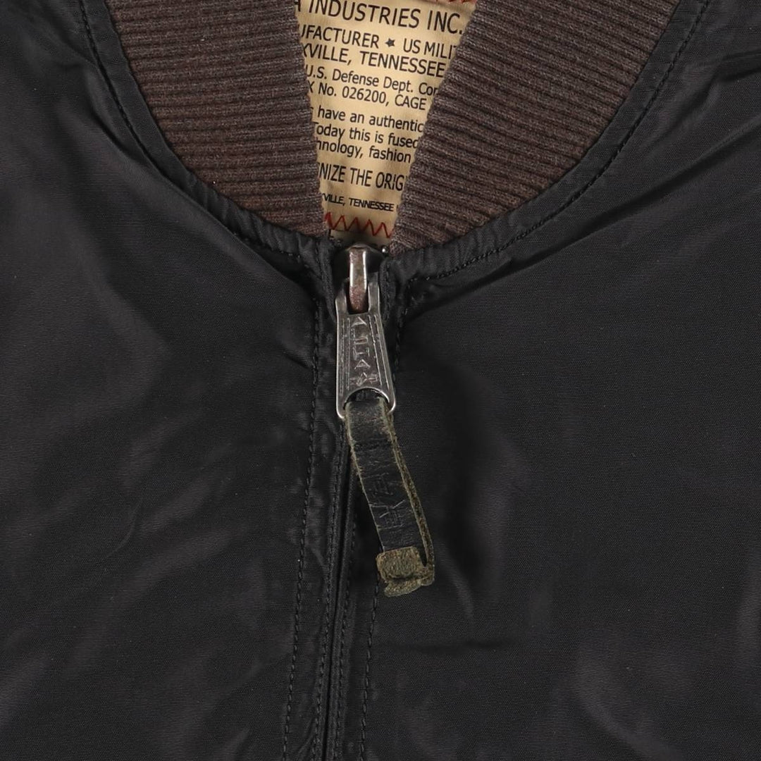 Civilian Alpha ALPHA MA-1 type military flight jacket, men's XL equivalent Nylon black type Vintage Second Hand