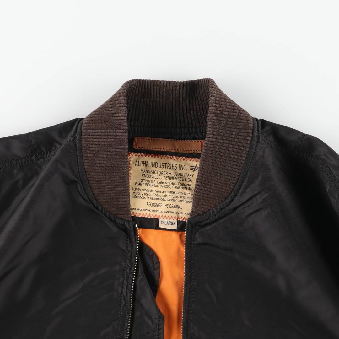 Civilian Alpha ALPHA MA-1 type military flight jacket, men's XL equivalent Nylon black type Vintage Second Hand