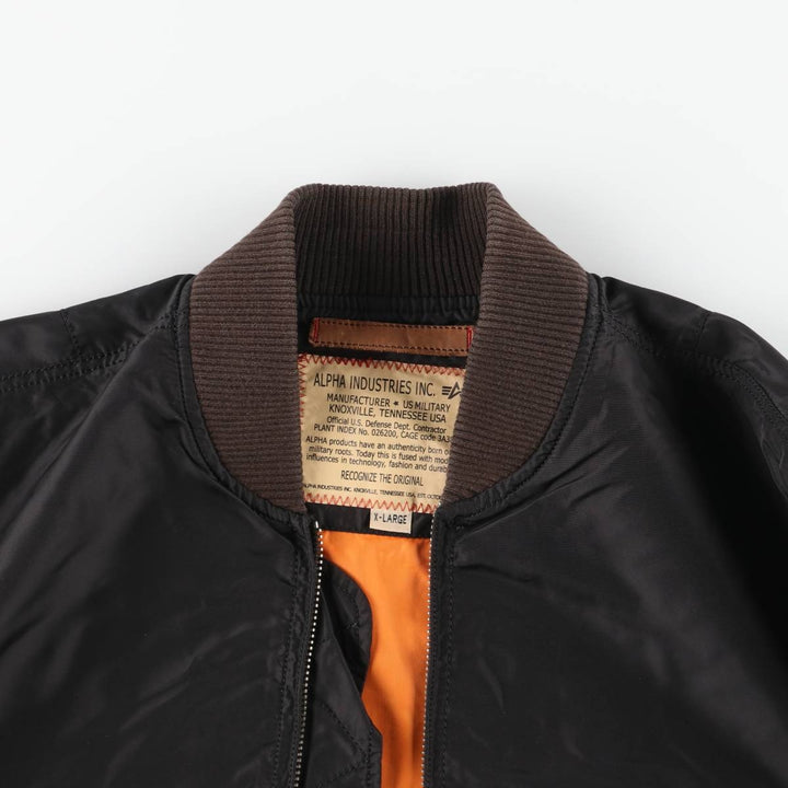 Civilian Alpha ALPHA MA-1 type military flight jacket, men's XL equivalent Nylon black type Vintage Second Hand