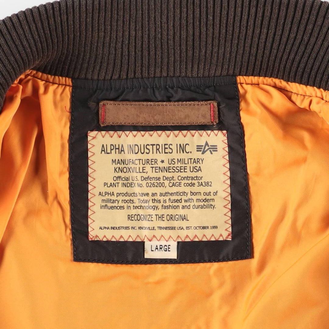 Civilian Alpha MA-1 Military Flight Jacket, Men's Size L Nylon black type Vintage Second Hand