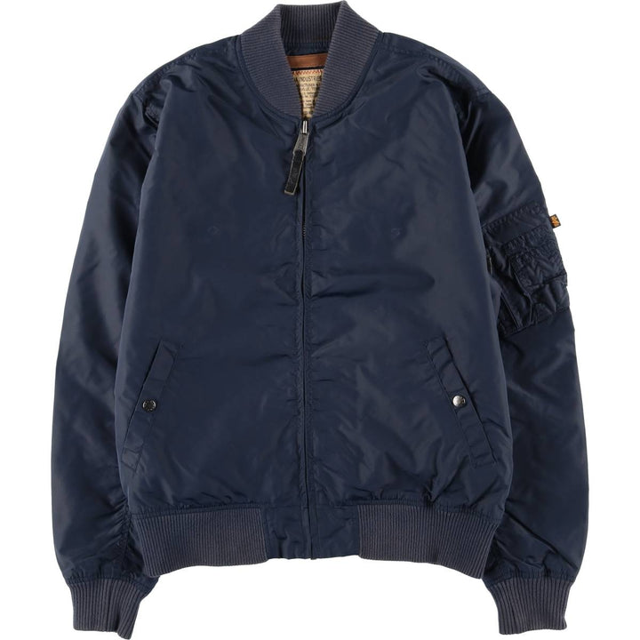 Civilian Alpha ALPHA MA-1 type military flight jacket, men's XL equivalent Nylon navy blue type Vintage Second Hand