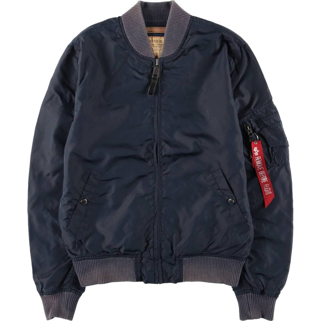 Civilian Alpha MA-1 Type Military Flight Jacket Men's M Size Nylon navy blue type Vintage Second Hand