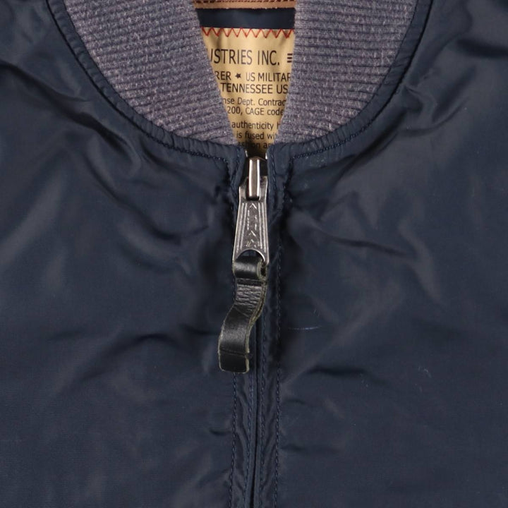 Civilian Alpha MA-1 Type Military Flight Jacket Men's M Size Nylon navy blue type Vintage Second Hand
