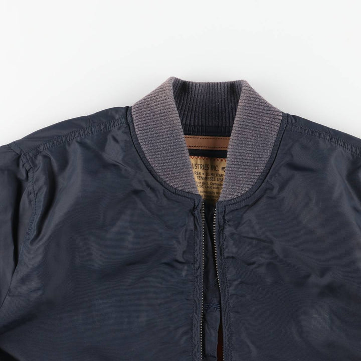 Civilian Alpha MA-1 Type Military Flight Jacket Men's M Size Nylon navy blue type Vintage Second Hand